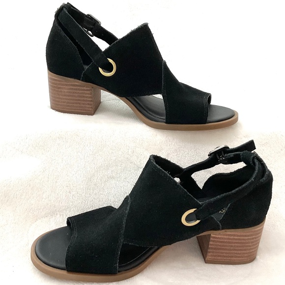 Black Koolaburra by Ugg Dressy Suede Strappy Chunky Block Heel Open Toe Sz 6 - Picture 2 of 16